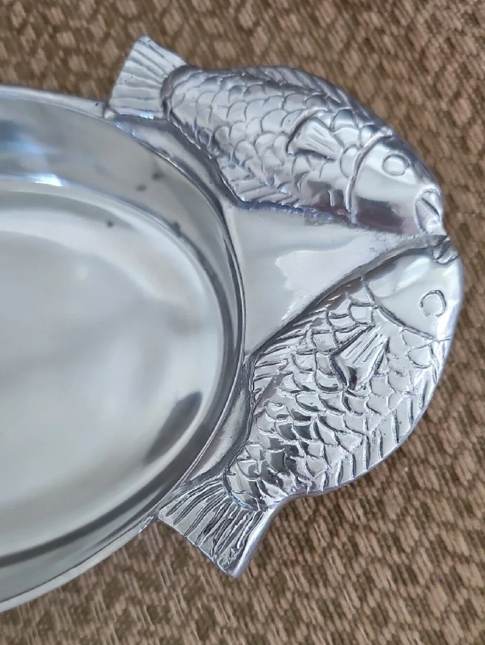 Source Unknown Silver Fish-Handled Serving Platter
